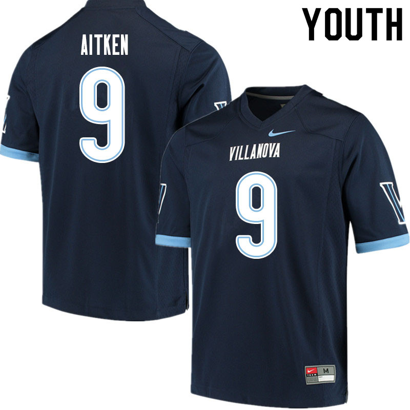 Youth #9 Dox Aitken Villanova Wildcats College Football Jerseys Sale-Navy - Click Image to Close